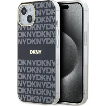 Náhradní kryt pro mobilní telefon DKNY PC/TPU Repeat Pattern Tonal Stripe Magsafe zadní kryt pro iPhone 15 Black