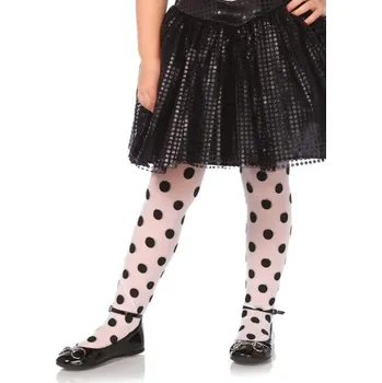 Karnevalový doplněk Leg Avenue - Dívčí punčochy černé tečkované - 3-4 years