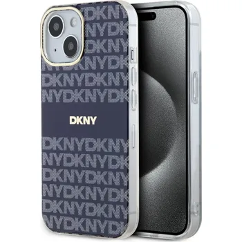 Náhradní kryt pro mobilní telefon DKNY PC/TPU Repeat Pattern Tonal Stripe Magsafe zadní kryt pro iPhone 15 Blue