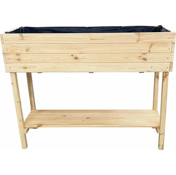 Truhlík Vyvýšený dřevěný truhlík s policí 120 cm - borovice