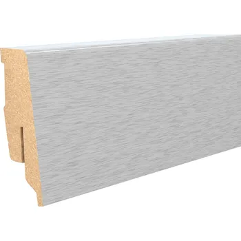 Podlahová lišta ACARA AP34/1 soklová lišta TYP 06, MDF + fólie broušené stříbro, 60 mm, 13 mm, 2,7 m