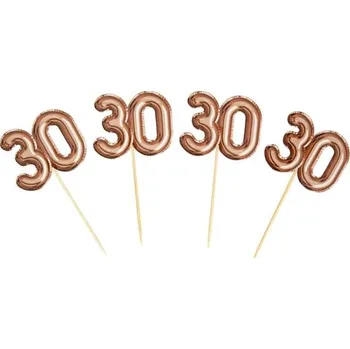 Party dekorace Neviti - Sada 20 dekorativních párátek růžově zlatých "30" - Glitz &amp; -