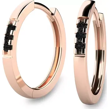 Náušnice Dámské náušnice růžové zlato 585/1000 přírodní diamant kruhy 10986-CV-Black