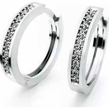 Náušnice Dámské náušnice bílé zlato 585/1000 přírodní diamant G/SI kruhy 10969-B-DIA