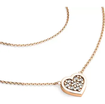 Náhrdelník Dámský náhrdelník růžové zlato 585/1000 přírodní diamant 0.096 ct G/SI srdce s brilianty 10881-NH01-CV délka 45 cm