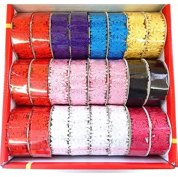 Stuha Stuha ozdobná, kytičky, ČERNÁ, šíře 2,5 cm, návin 2,7m/bal.