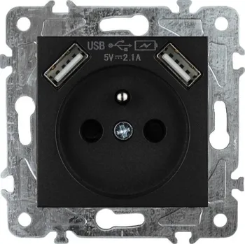 Elektrická zásuvka Elhard Royal YK2190B 2x USB zásuvka, černá