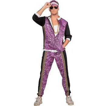 Karnevalový kostým Wilbers - Kostýmová kombinéza z 80. let se zvířecím potiskem pro muže - XXL