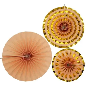 Neviti - Sada 3 dekorativních papírových vějířů zlatých - Colour -
