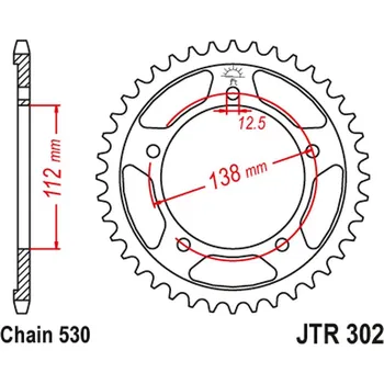 Auto-moto JT rozeta 408 40 HONDA CB 1100 SA-E/F 14-15, CB 1100 EX-E/F/G/H/J 15-17 (40840JT) (řetěz 530) (JT rozeta 408 40 HONDA CB 1100 SA-E/F 14-15, CB 1100 EX-E/F/G/H/J 15-17 (40840JT) (řetěz 530))