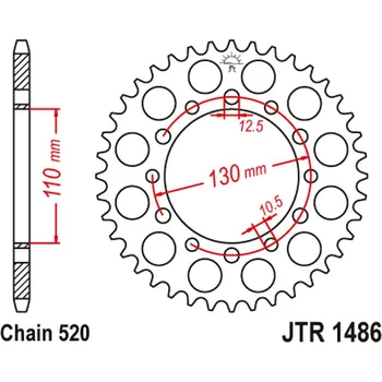 Řetězová sada pro motocykl JT rozeta 504 42 HONDA TRX 200 90-97, KAWASAKI EL 250 88-03 (50442JT) (řetěz520) (JT rozeta 504 42 HONDA TRX 200 90-97, KAWASAKI EL 250 88-03 (50442JT) (řetěz520))