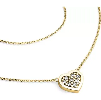 Náhrdelník Dámský náhrdelník žluté zlato 585/1000 přírodní diamant 0.096 ct G/SI srdce s brilianty 10881-NH01-ZL délka 45 cm