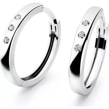 Náušnice Dámské náušnice bílé zlato 585/1000 přírodní diamant 0.026 ct G/SI kruhy 10970-B-DIA