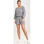Tmavě šedá dámská pletená souprava halenky s 3/4 rukávem a kraťasů M995 Dark Grey Velikost: ONE SIZE