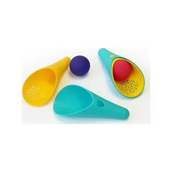 Hra na zahradu QUUT Cuppi zelená/žlutá + fialový míček - Lopatka se sítkem a míčkem