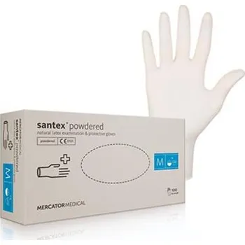 Pracovní rukavice Rukavice vyšetr. latex. SANTEX veľ. M 100 ks/bal. púdrované