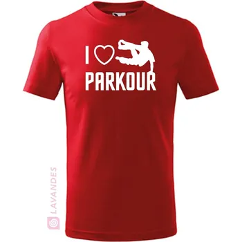 Chlapecké tričko I love Parkour, dětské, červená, 134 (Dětské tričko na parkour )