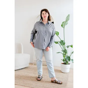 Dámská košile Dámská bavlněná košile OVERSIZE tmavě šedá - KOOVTGRM
