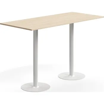 Jídelní stůl Barový stůl ALVA, 1800x800x1100 mm, upevnitelný, vysokotlaký laminát, bílá/bříza