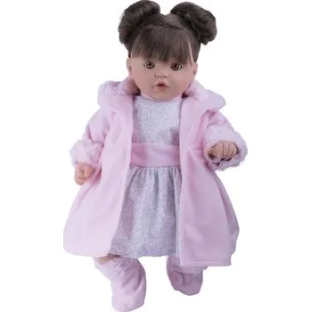 Panenka TYBER Paula hnědovláska v růžovém plačící panenka s dudlíkem, vel. 48 cm