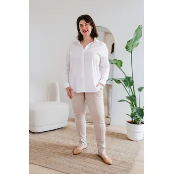 Dámská košile Dámská bavlněná košile POPLIN s řasením krátká bílá - KPOKRBIS