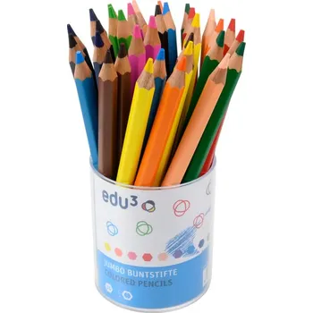 Kresba EDU3 Jumbo šestihranné pastelky P36, tuha 5 mm, 36 ks/12 barev v kulaté plastové dóze (cs, TOYPEX S.R.O.)