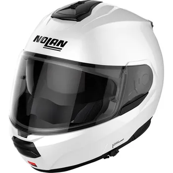 Helma na motorku Moto helma Nolan N100-6 Classic Metal White N-COM 5 Bílá 2XS