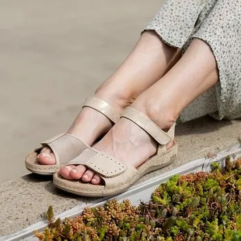 Dámské sandále Vlnka Dámské kožené sandály na hallux Lena zlatá velikost obuv dospělí 38