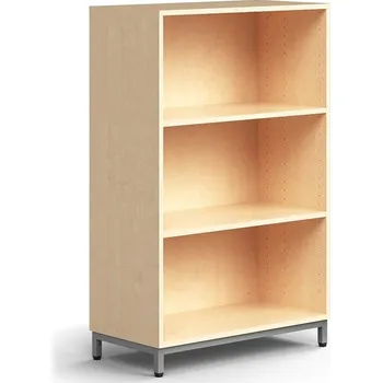 Knihovna Regál QBUS, 2 police, nohy, 1252x800x400 mm, stříbrná, bříza