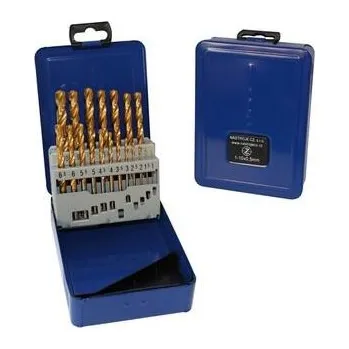 Vrták NÁSTROJE CZ Sada vrtáků 19-ti dílná 1,00-10,00x0,5mm DIN 338RTiHSSCoTiN Lesklá - SV338RTIHSSCO5TIN-19K