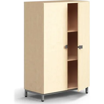 Policová skříň Policová skříň QBUS, 2 police, nohy, úchytky, 1252x800x420 mm, stříbrná, bříza