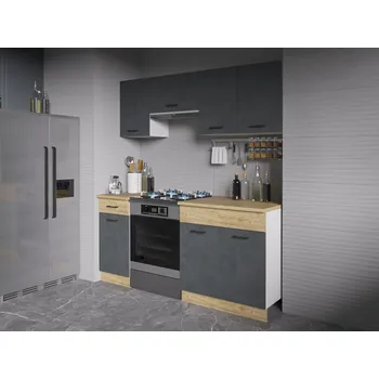 Kuchyňská linka Kuchyně PIETRUS 120/180 cm, antracit/dub craft +možnost VÝNOSU + vyzvednutí ZDARMA