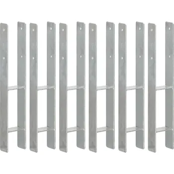 Příslušenství pro plot vidaXL Plotové kotvy 6 ks stříbrné 9 x 6 x 60 cm pozinkovaná ocel