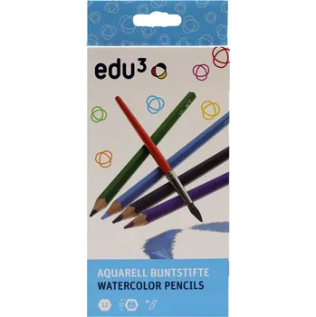 Pastelka EDU3 AQUA pastelky šestihranné, tuha 3 mm, 12 barev + 1 štětec