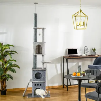 Kočičí škrabadlo 60 x 40 x 225-255 cm | světle šedé