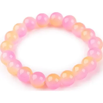 Náramek Náramek pružný ze skleněných korálků - 2 růžová oranžová