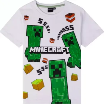 Chlapecké tričko Minecraft Creeper výbuch bílé 140