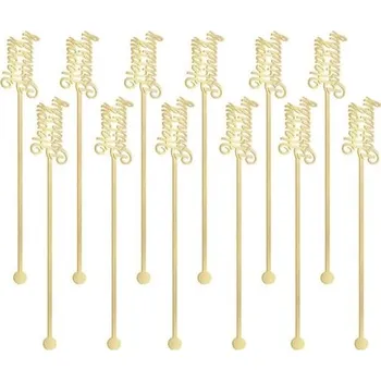 Koktejlová dekorace AMSCAN - 12 koktejlových míchátek Happy Birthday -