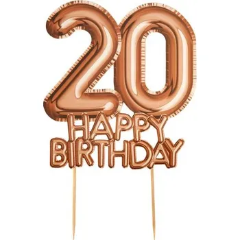 Party dekorace Neviti - Dortová dekorace "Happy Birthday 20" růžově zlatá - Glitz & -