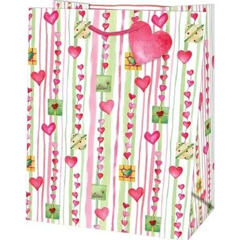 Dárková taška Dárková taška střední o rozměrech 19x10,2x23cm s motivem srdíček