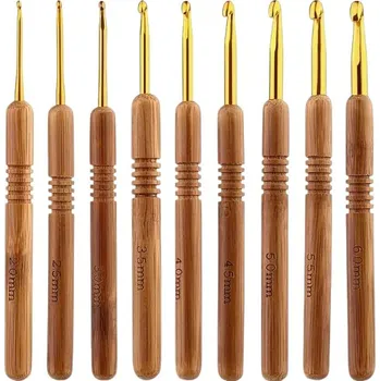 Jehlice Annie's Knit Zlatý háček s dřevěnou rukojetí Velikost: 6 mm, J/10