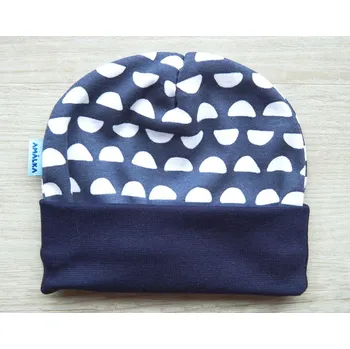 Kojenecká čepice AMÁLKA Bavlněná čepička, bílo-tmavě modrá Velikost: 56-62