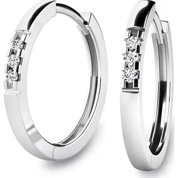 Náušnice Dámské náušnice bílé zlato 585/1000 přírodní diamant G/SI kruhy 10986-B-DIA