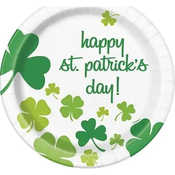 Party nádobí Unique - Sada 8 talířů s trojlístky Happy St Patrick's Day -