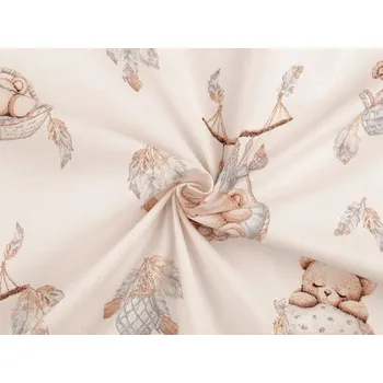 Bavlněná látka / plátno medvídek METRÁŽ - 2 (987) béžová světlá