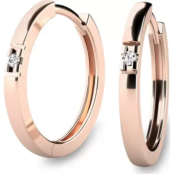 Náušnice Dámské náušnice růžové zlato 585/1000 přírodní diamant G/SI kruhy 10985-CV-DIA