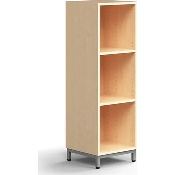 Knihovna Regál QBUS, 2 police, nohy, 1252x400x400 mm, stříbrná, bříza