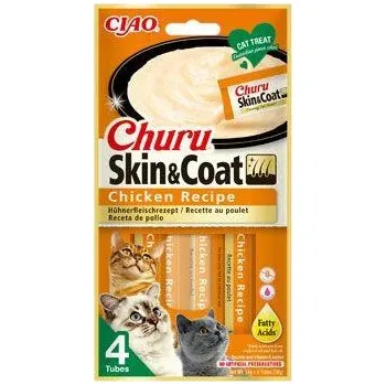 Pamlsek pro kočku Churu Cat Skin&Coat Chicken Recipe 4x14g