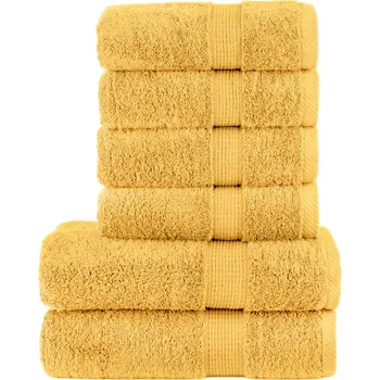 Utěrka vidaXL 6dílná sada ručníků Premium SOLUND zlatá 600 g/m²