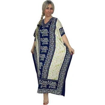 Dámské šaty Kaftan dlouhý IND23KAF-69-L016 modrý/slon uni